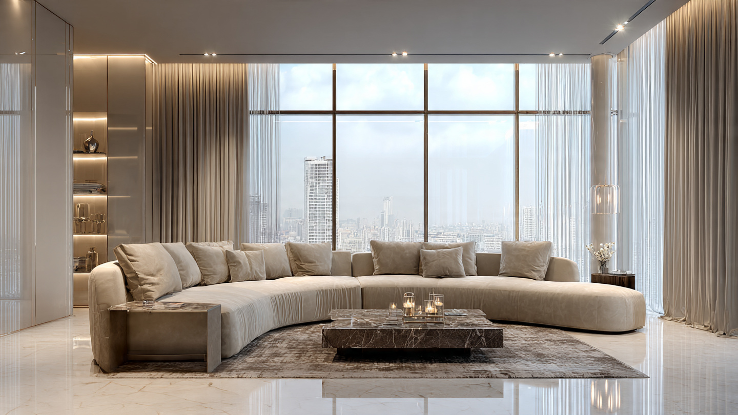 Luxury living room design ideas 2026 with modern elegant interior style