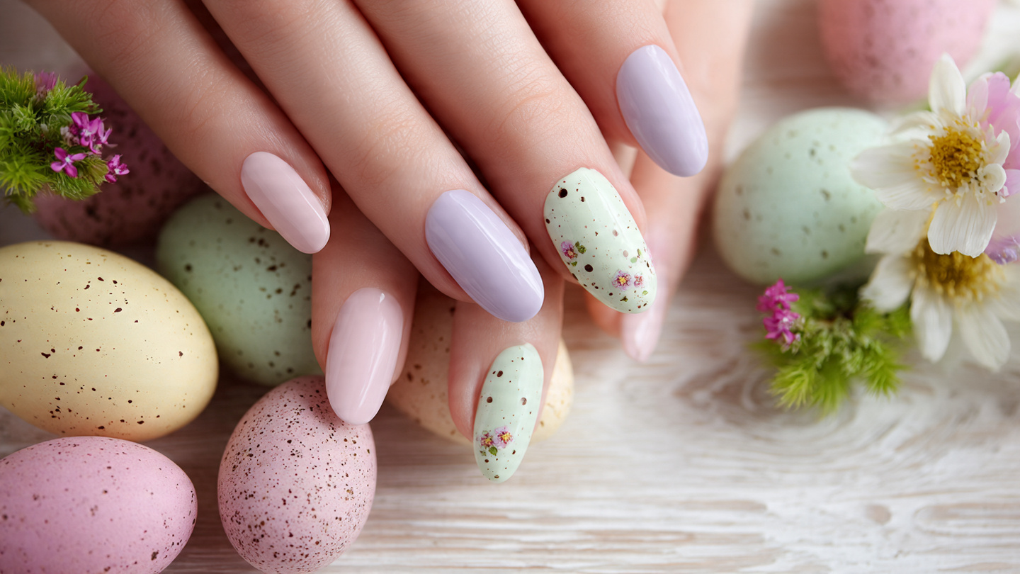 Pastel Easter nails designs with soft spring colors and glossy finish