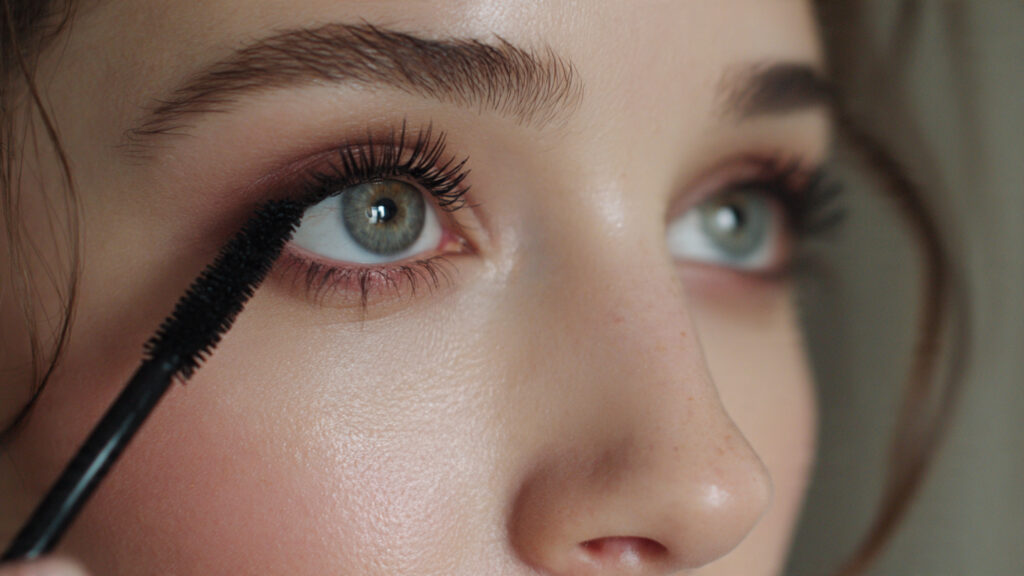 Applying mascara for soft glam lashes