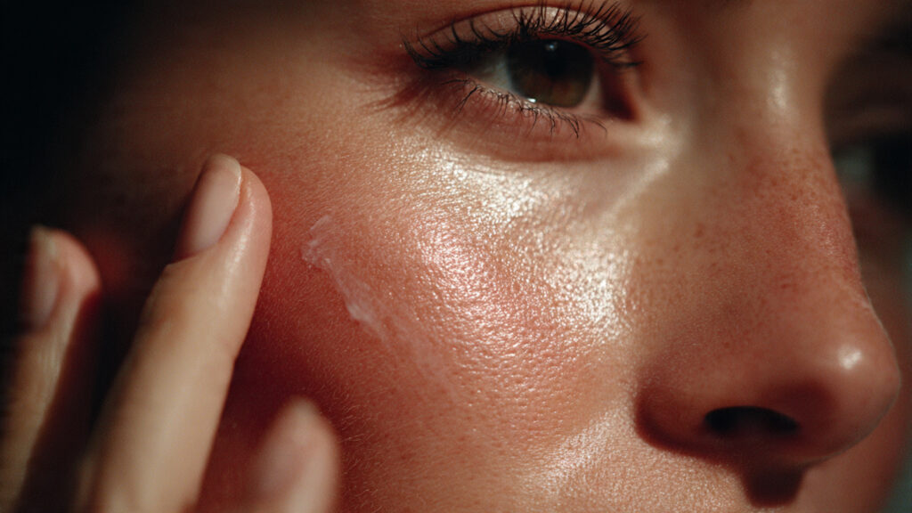 Cream highlighter for glowing natural makeup