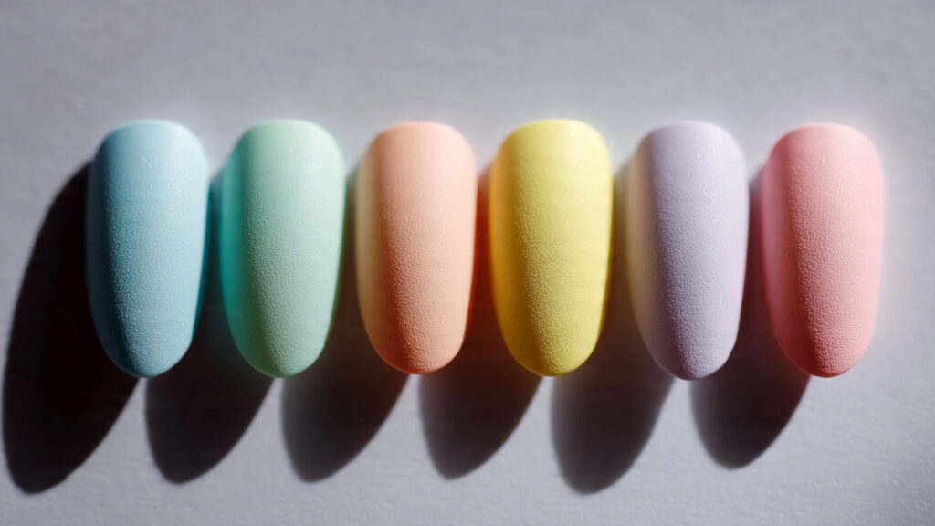 Matte pastel rainbow Easter nails