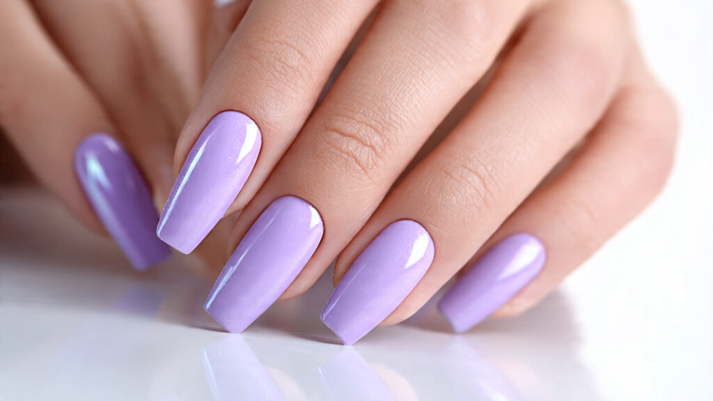 Lavender chrome Easter nails for pastel glow
