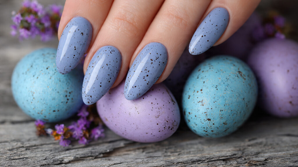 Speckled egg pastel Easter nails design