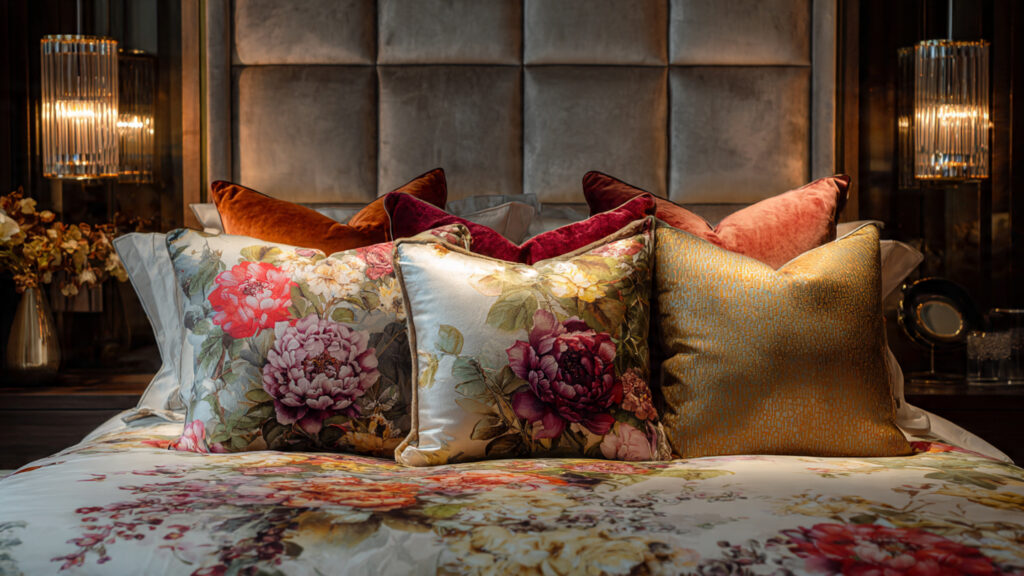 Luxury floral bedding elegant master bedroom decor