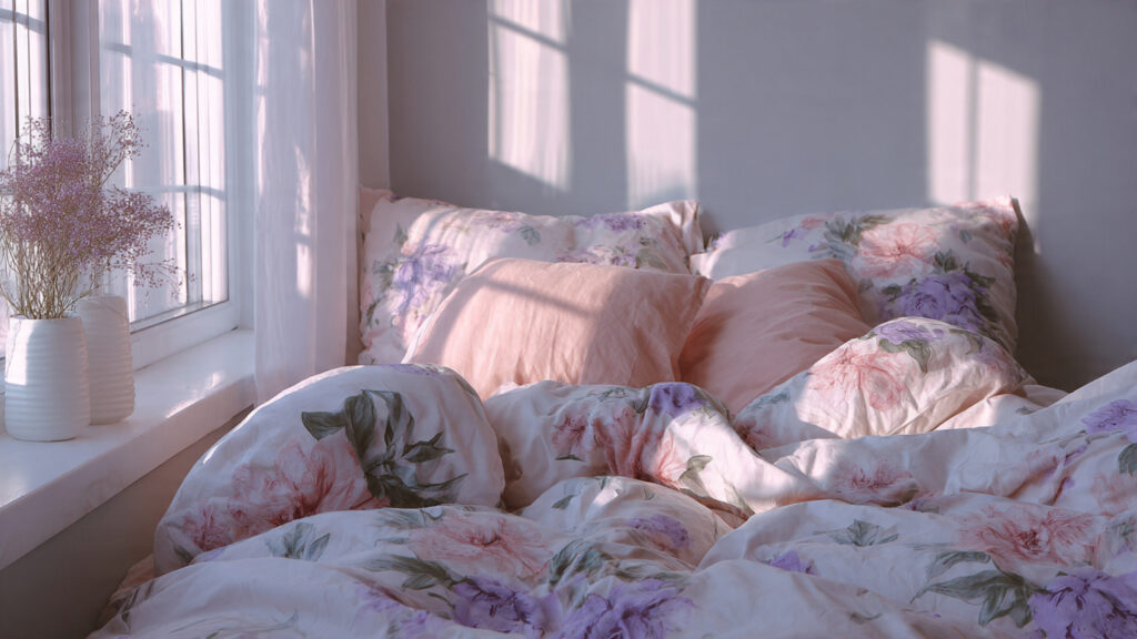 Soft pastel floral bedding ideas for a calm and cozy bedroom design
