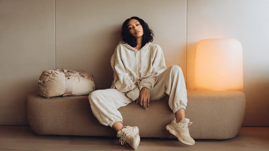 matching lounge set comfortable travel outfit