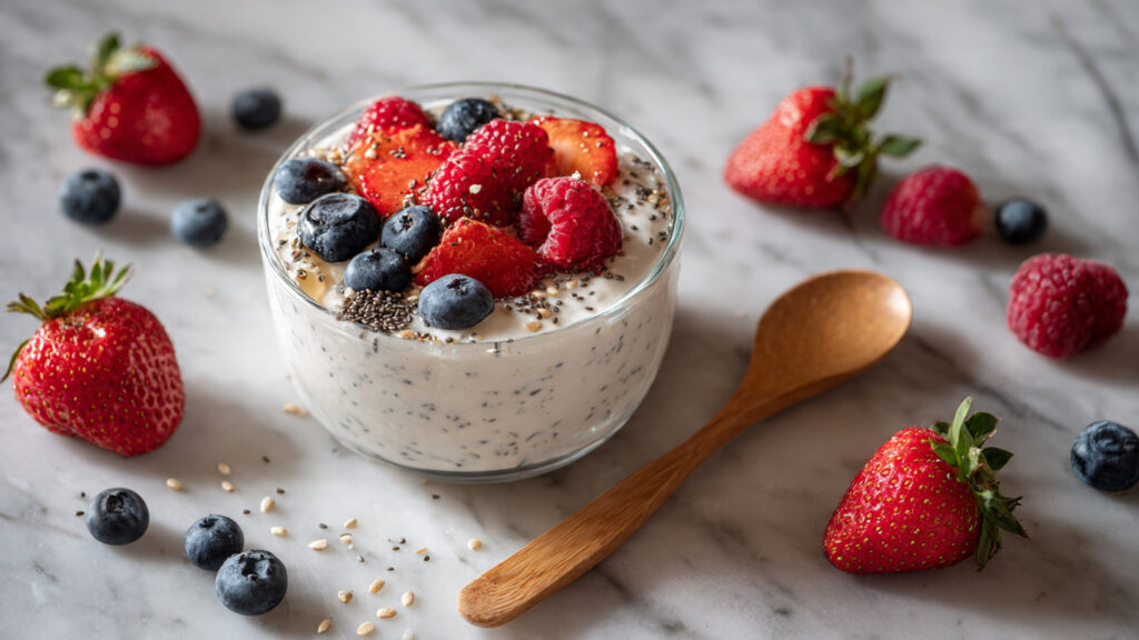Greek yogurt with mixed berries healthy snack for weight loss