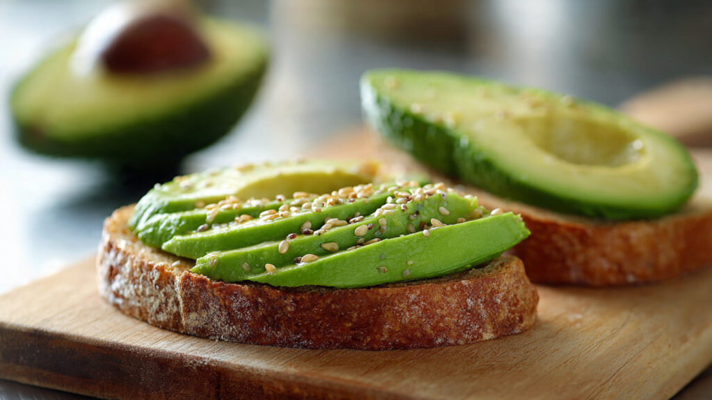 Sliced avocado and avocado toast high in fiber for weight loss.