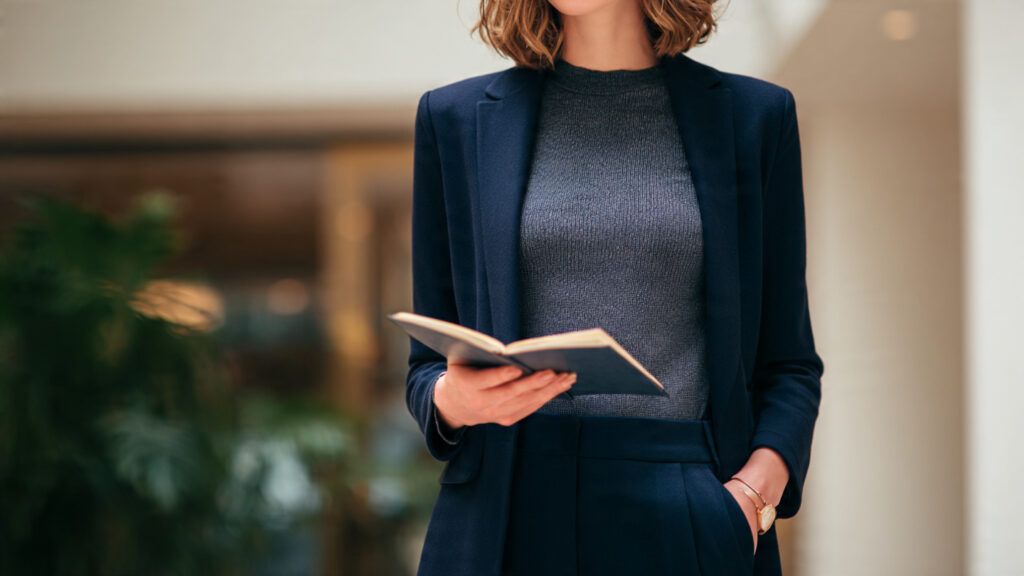 Business casual blazer outfit for career fair.