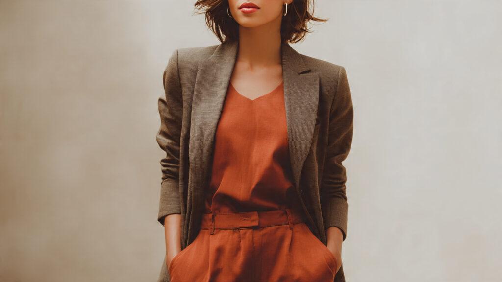 Tailored jumpsuit career fair outfit for women.