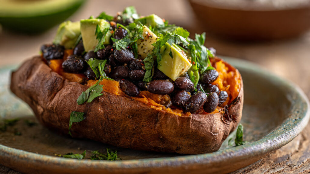 sweet potato with black beans for blood sugar balance