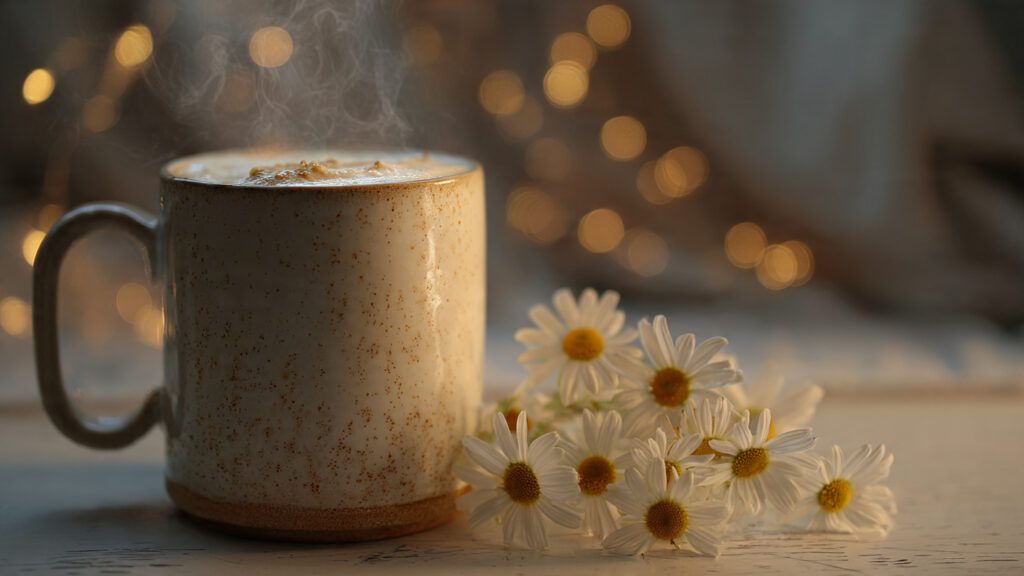 chamomile warm milk latte for sleep