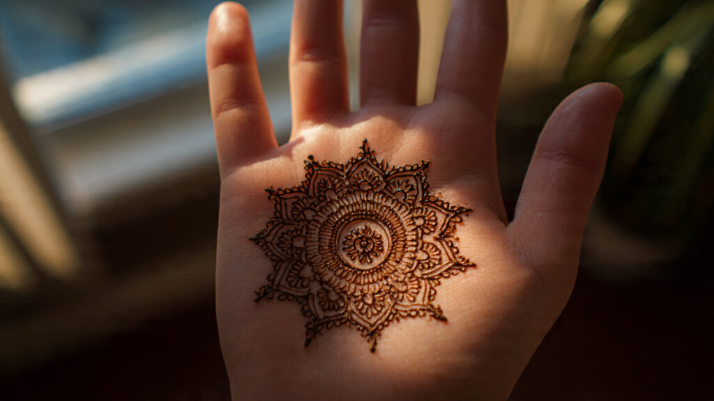 mandala henna design on palm quick and elegant