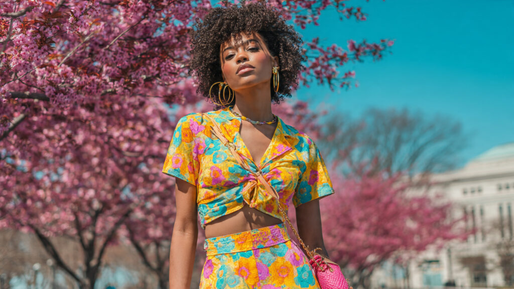 matching two piece spring outfit for stylish Black women