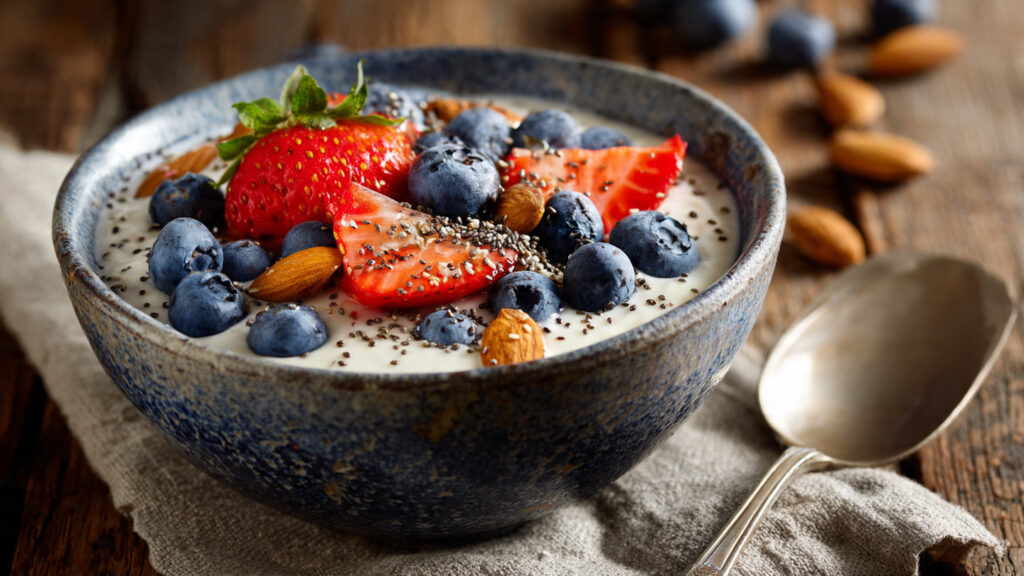 Greek yogurt with berries and nuts for stable blood sugar