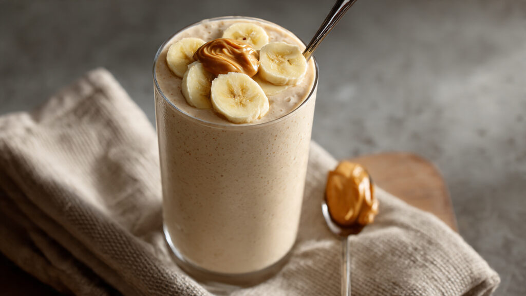 peanut butter banana smoothie for balanced energy