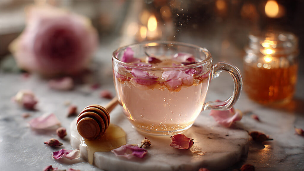 rose honey calming tea natural bedtime drink