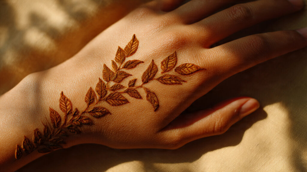 leaf trail henna design simple and quick