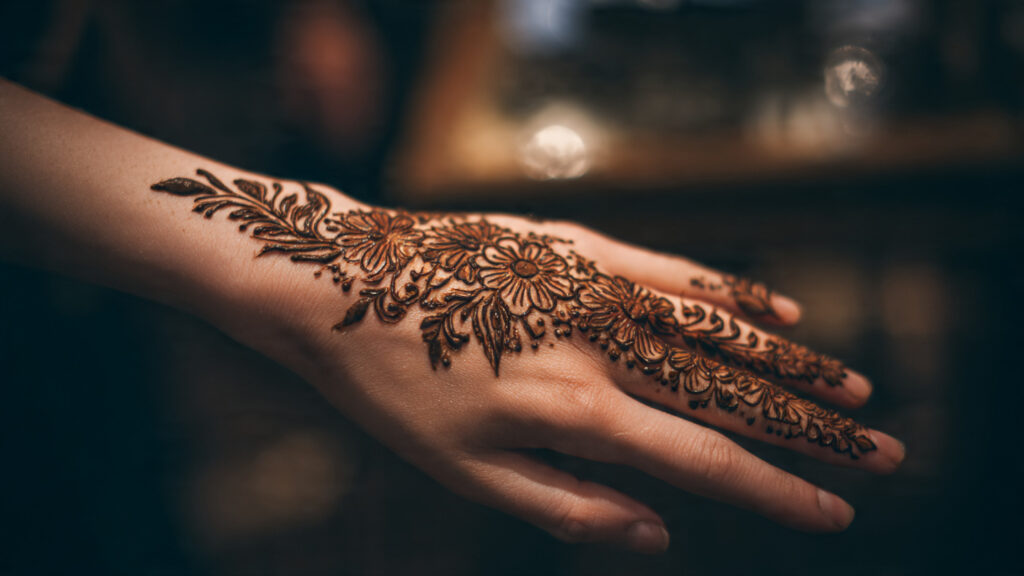 arabic side hand henna design for quick events
