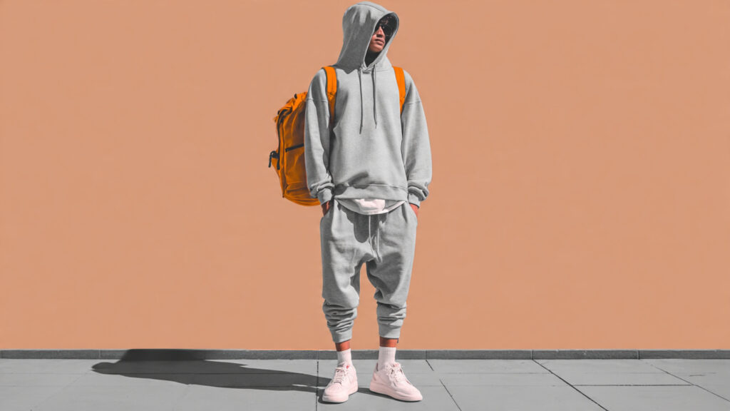 joggers and hoodie athleisure travel outfit