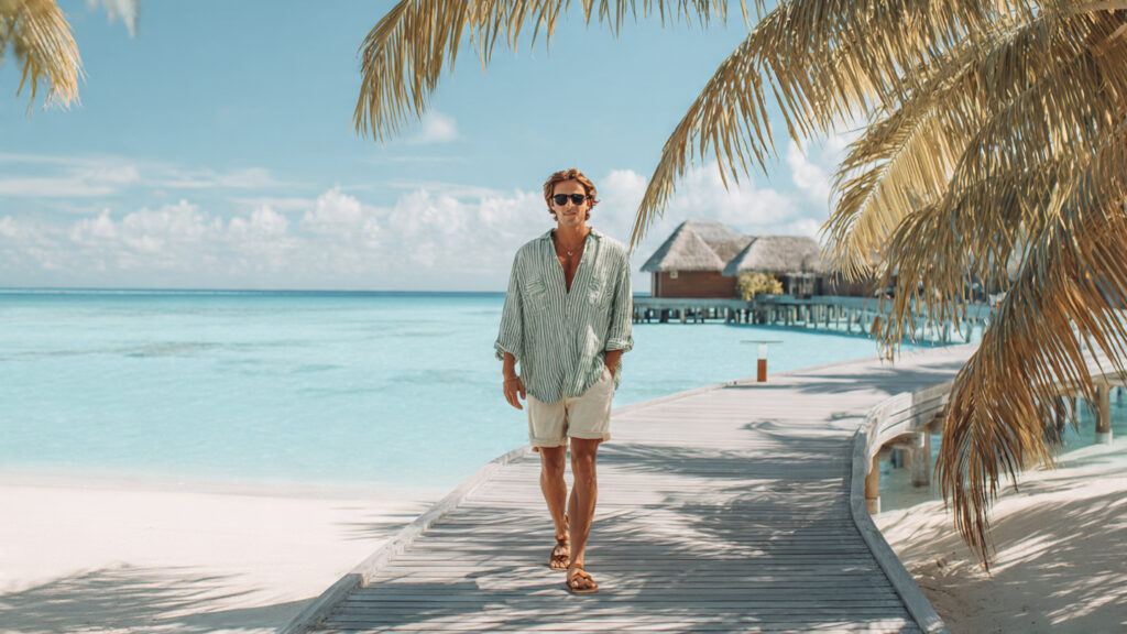 linen travel outfit for warm weather