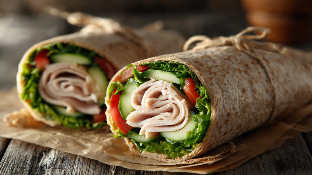turkey hummus wrap for balanced blood sugar meal