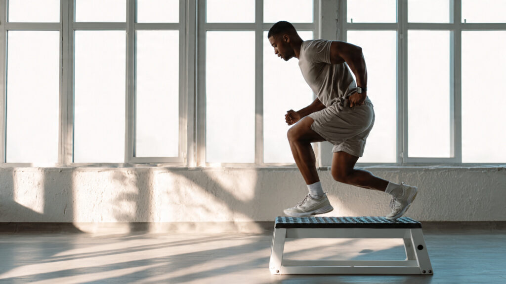 high knee step ups for balance training