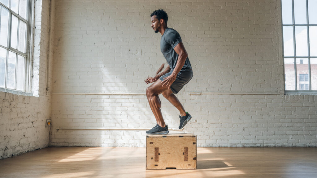 step ups with knee drive exercise