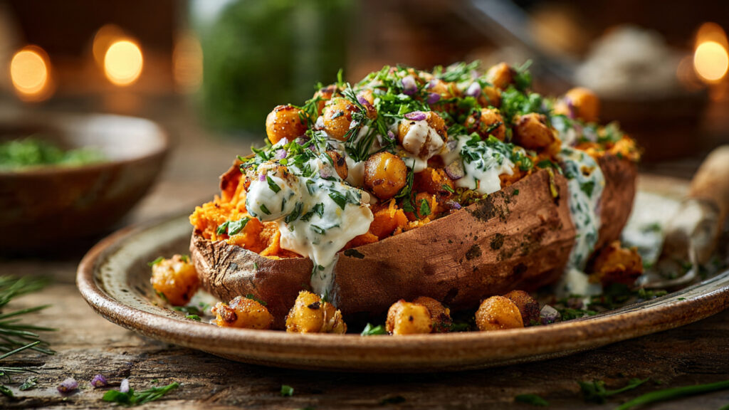 baked sweet potato high fiber healthy dinner