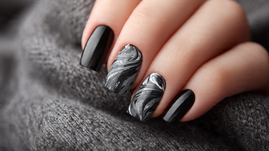 black marble nail design