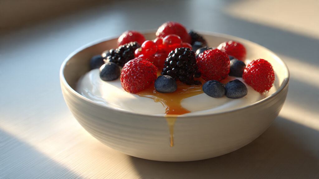 yogurt with probiotics supports gut health and reduces cortisol naturally