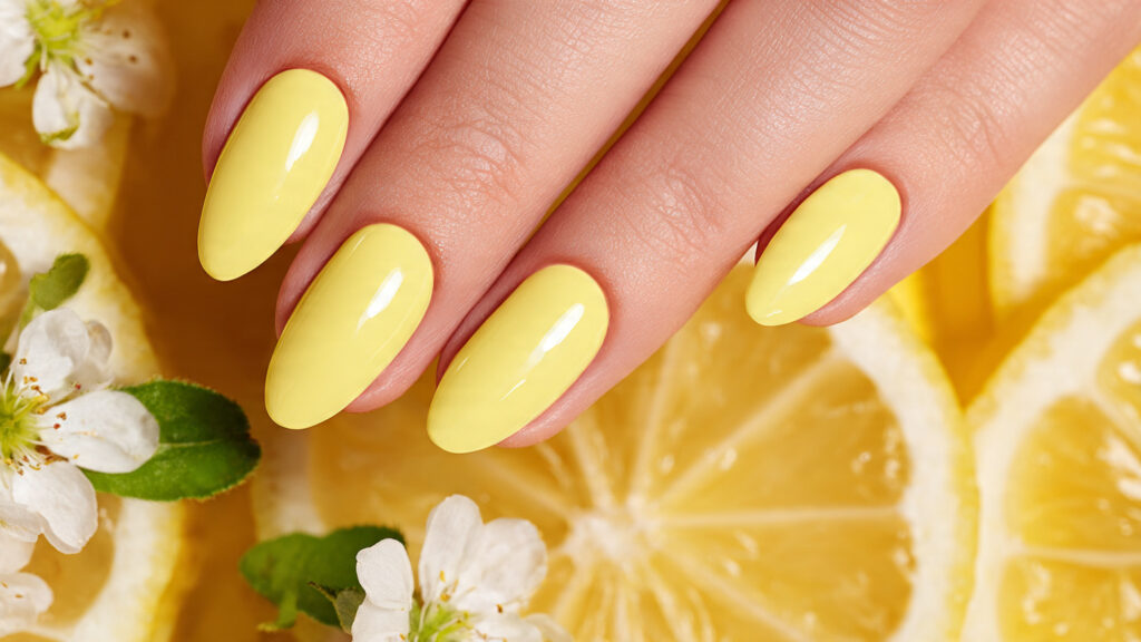 lemon yellow spring nails inspo manicure