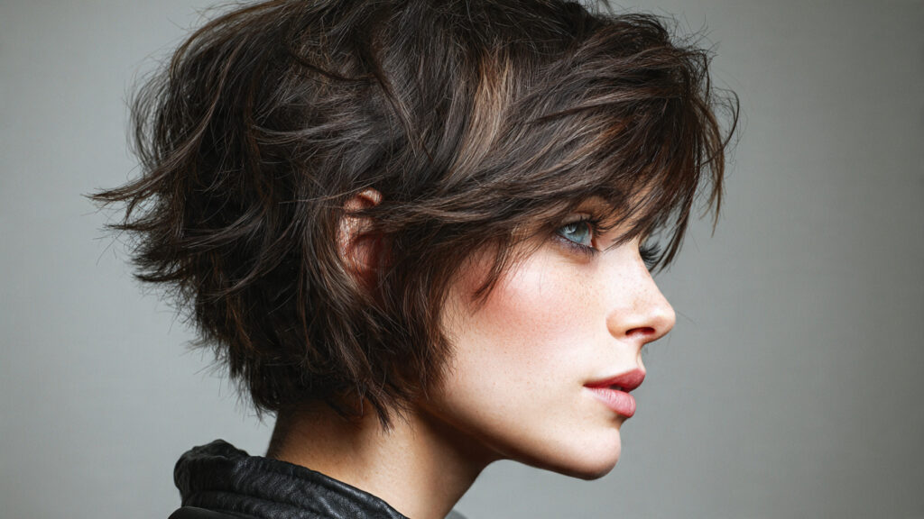 Choppy bixie cut with bold textured layers
