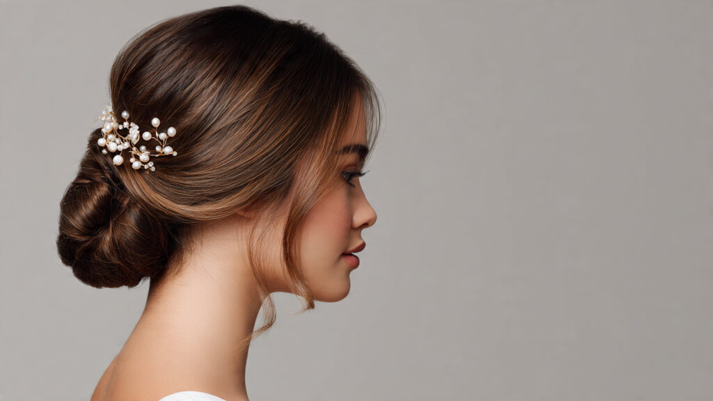 low elegant bun prom hairstyle