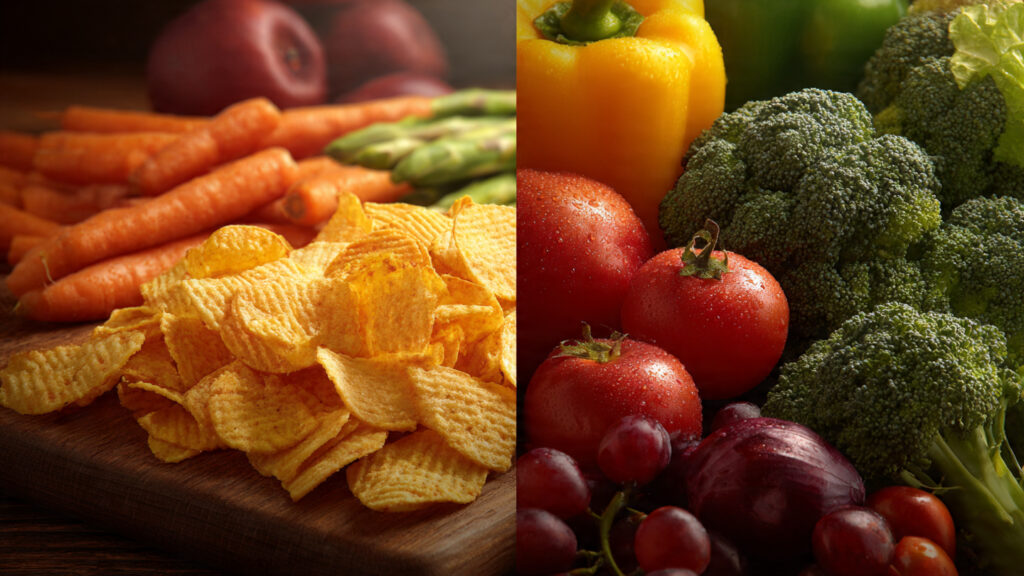 Fresh foods vs processed snacks for healthier cortisol levels