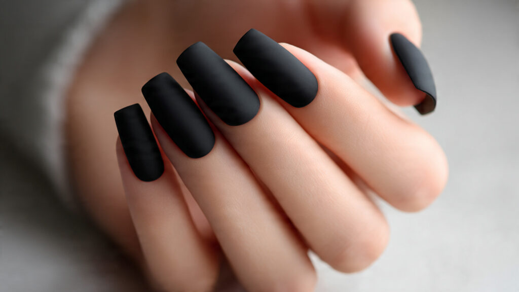matte black nails minimalist design