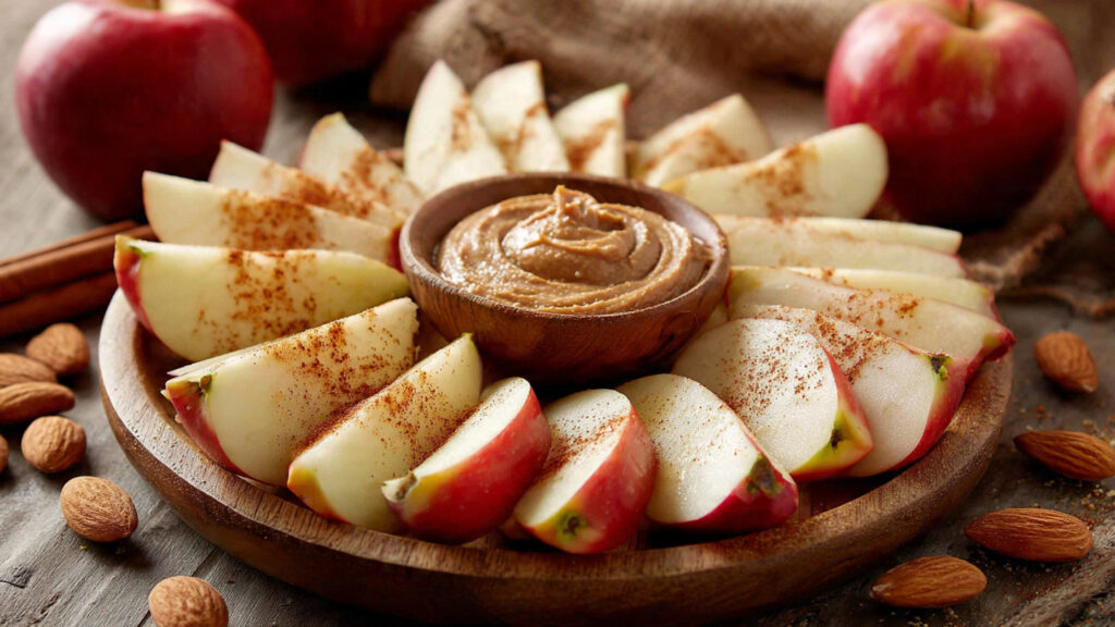 apple slices with almond butter healthy snack for energy