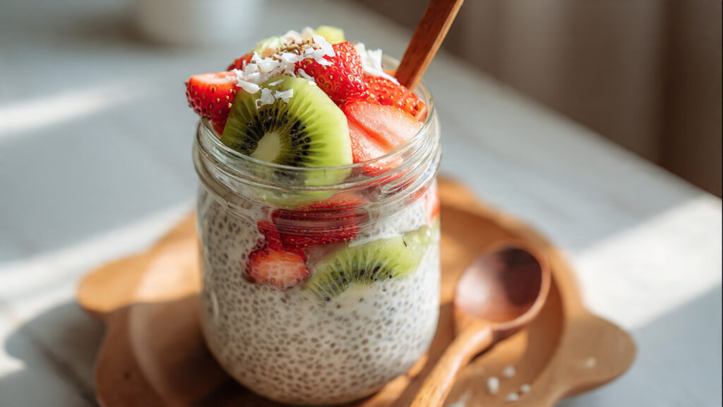 chia pudding with almond milk healthy snack