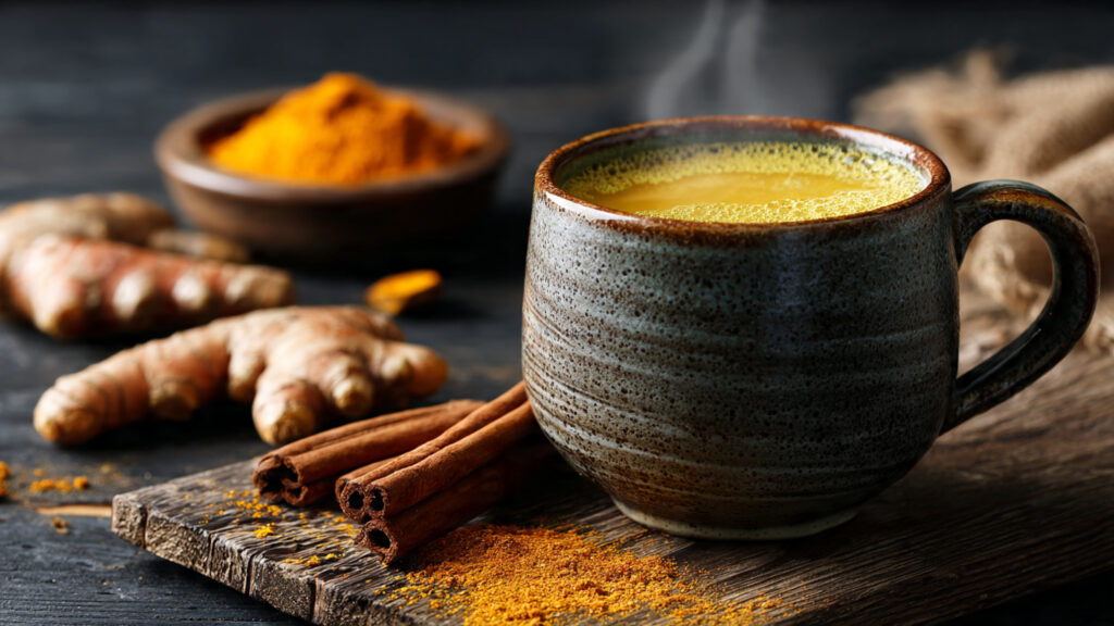 turmeric golden herbal detox tea drink