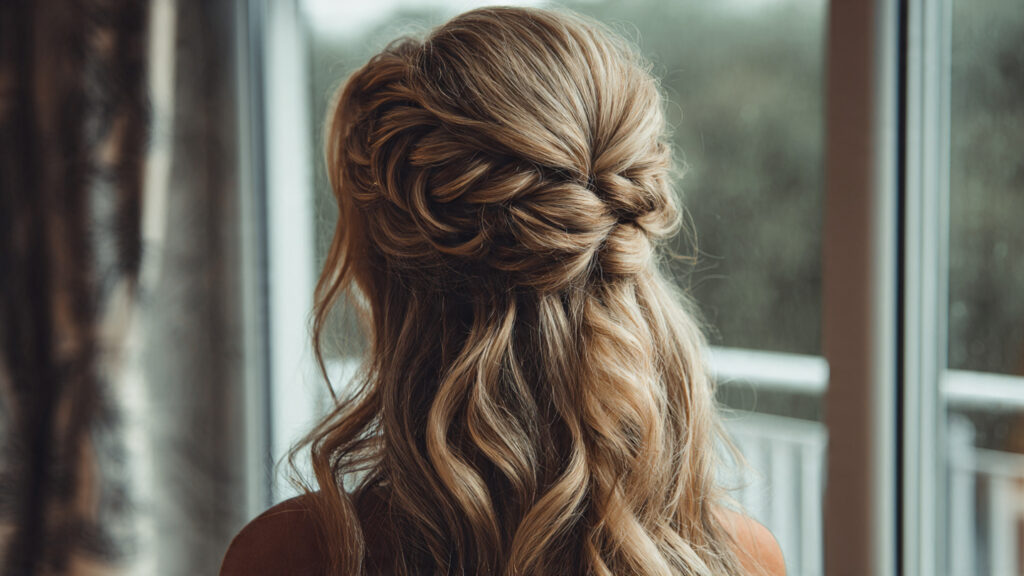 half up twisted prom hairstyle
