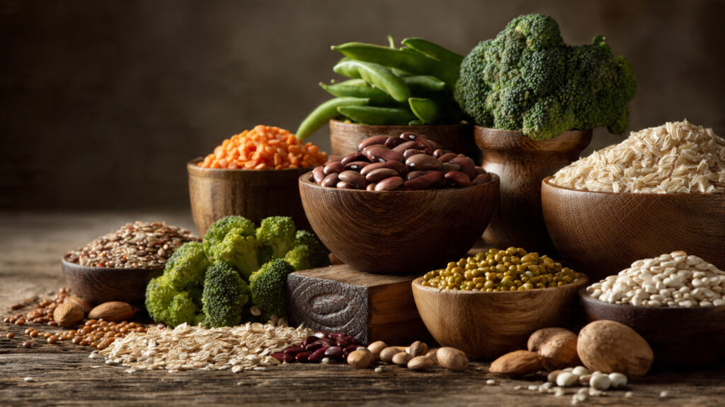 Fiber-rich foods supporting gut health and hormone balance