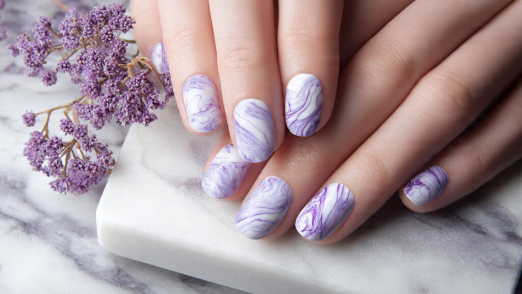 lavender marble purple spring nails