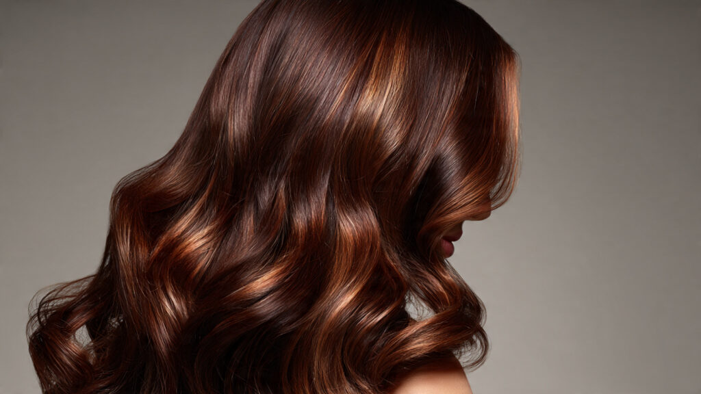 cinnamon highlights on brunette hair