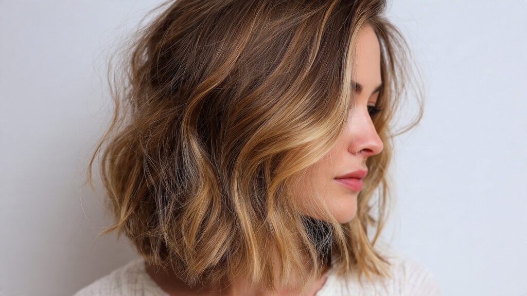 sandy blonde highlights on brunette hair