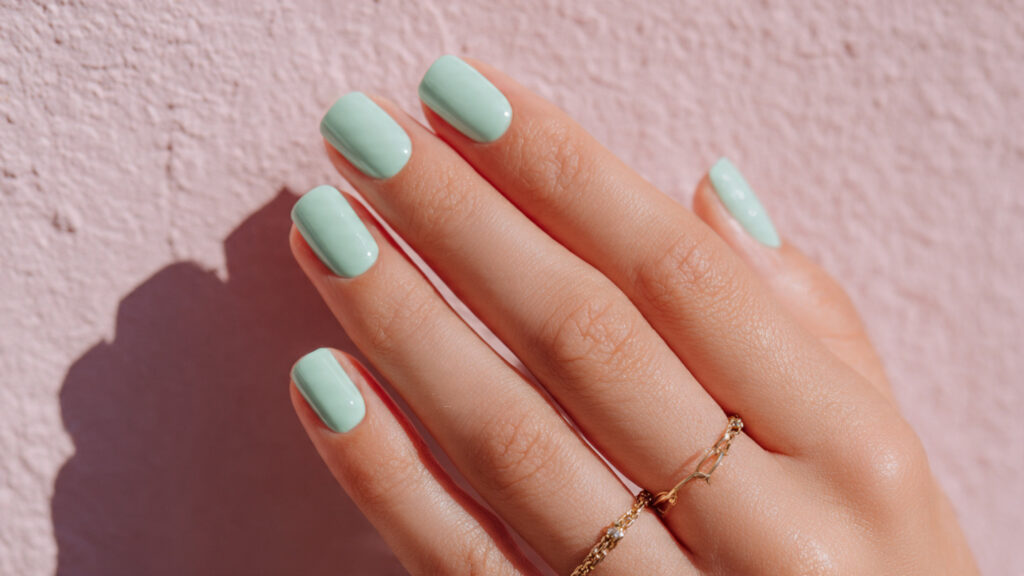 mint green minimalist spring nails inspo