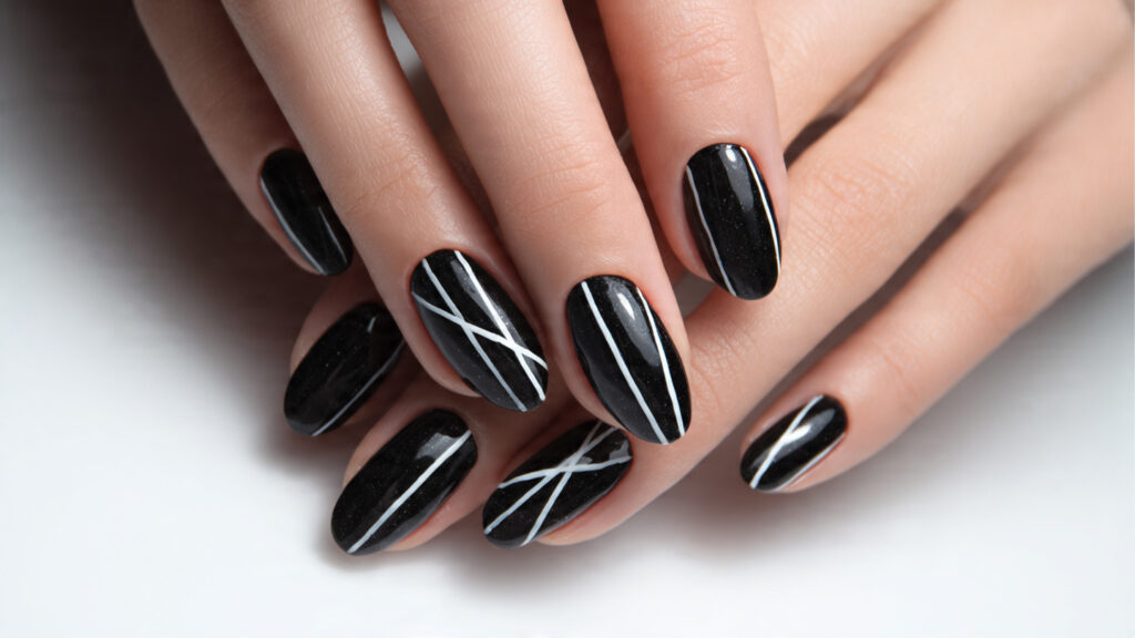 black and white abstract nail design