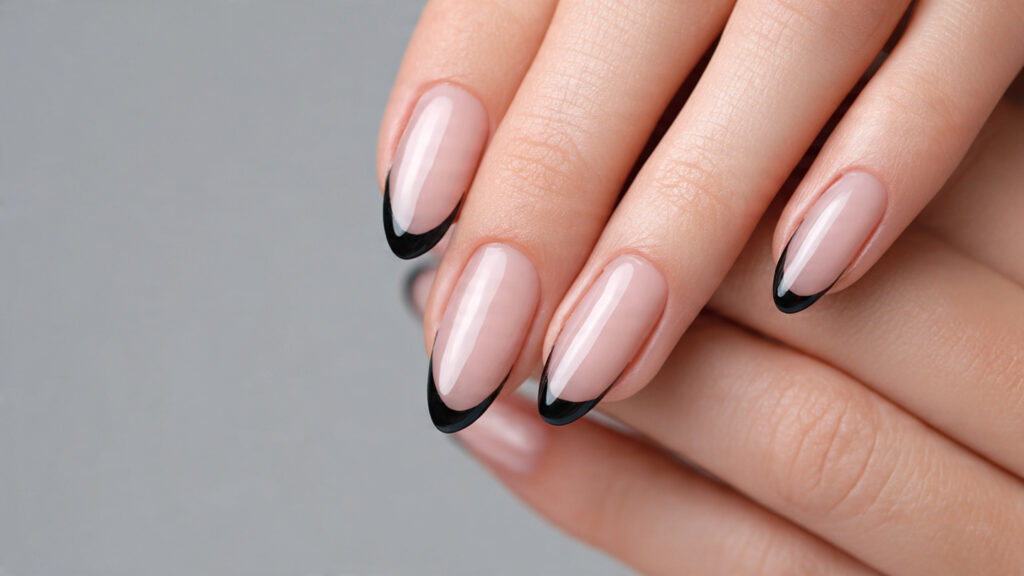black french tip nails design