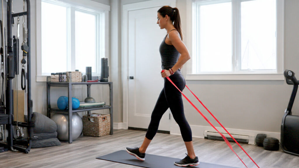 Resistance band workout routine.