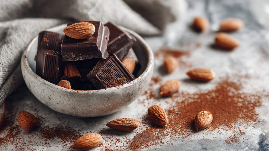 dark chocolate with almonds healthy snack idea