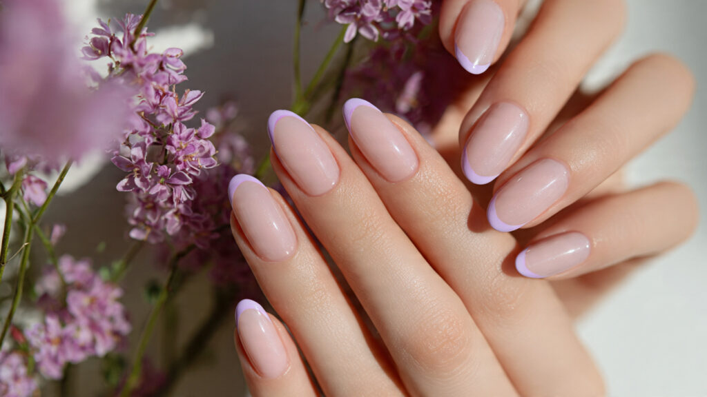 lilac French tip purple spring nails design